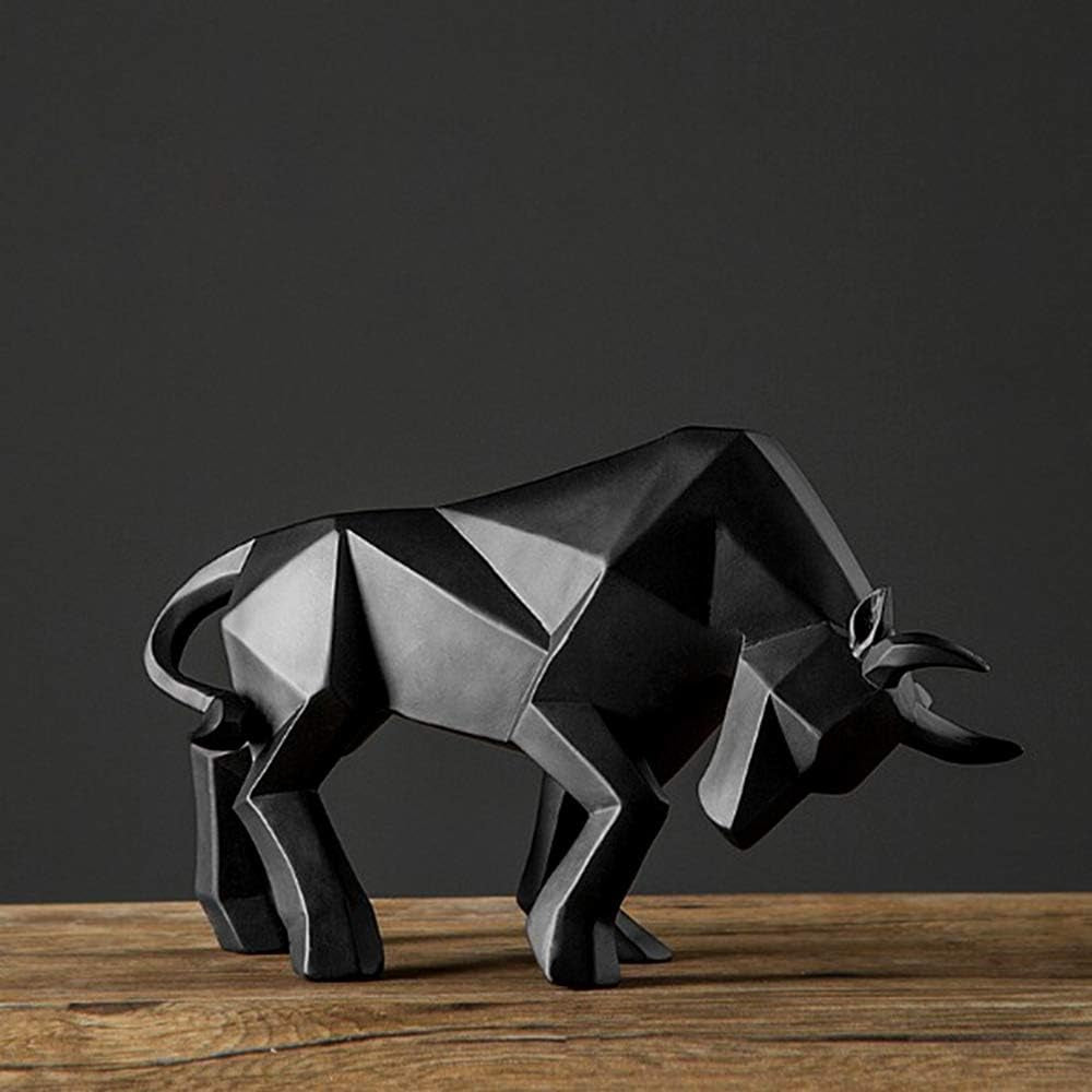 Polyresin Bull Figurine Home Decor, Abstract Sculptures, Originality Home Decoration Furnishing Animal Ornament, Geometric Surface Statues Home Decor Ornament