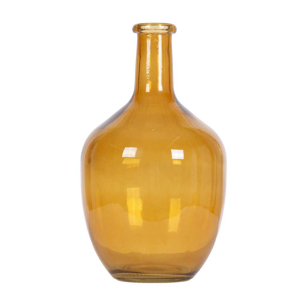 (2 Pack)  12" High Amber Translucent Glass Indoor Tabletop Vase by