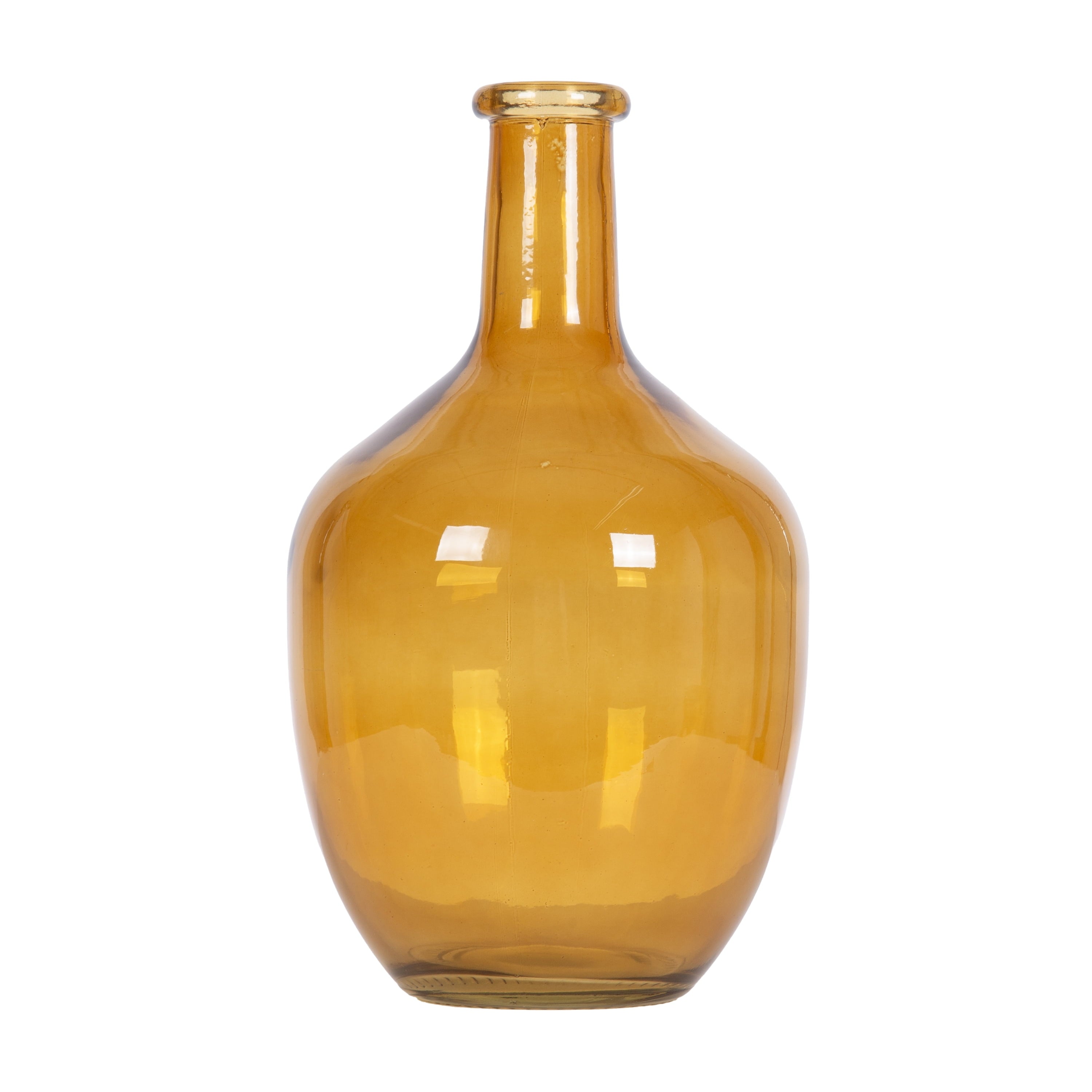 (2 Pack)  12" High Amber Translucent Glass Indoor Tabletop Vase by