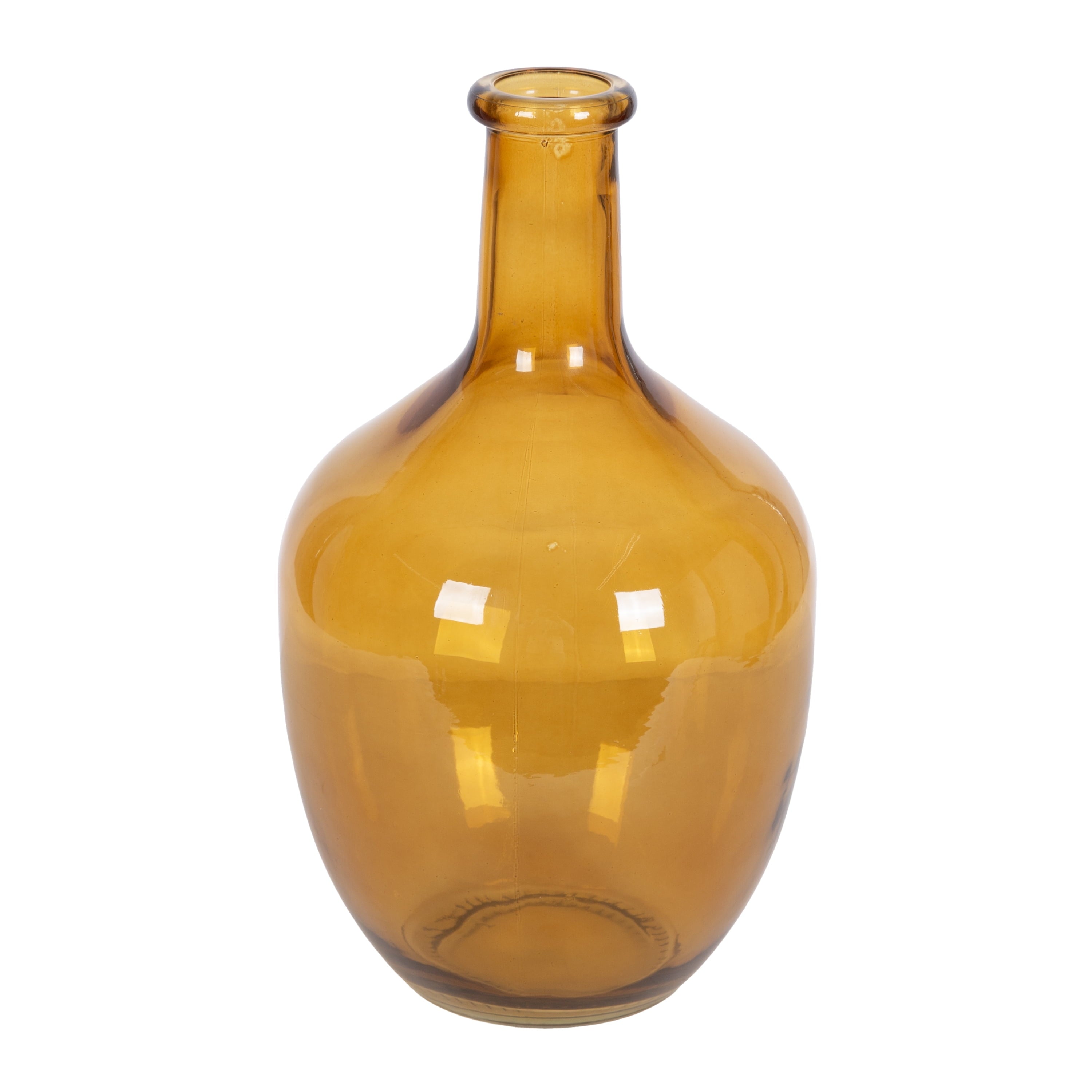 (2 Pack)  12" High Amber Translucent Glass Indoor Tabletop Vase by