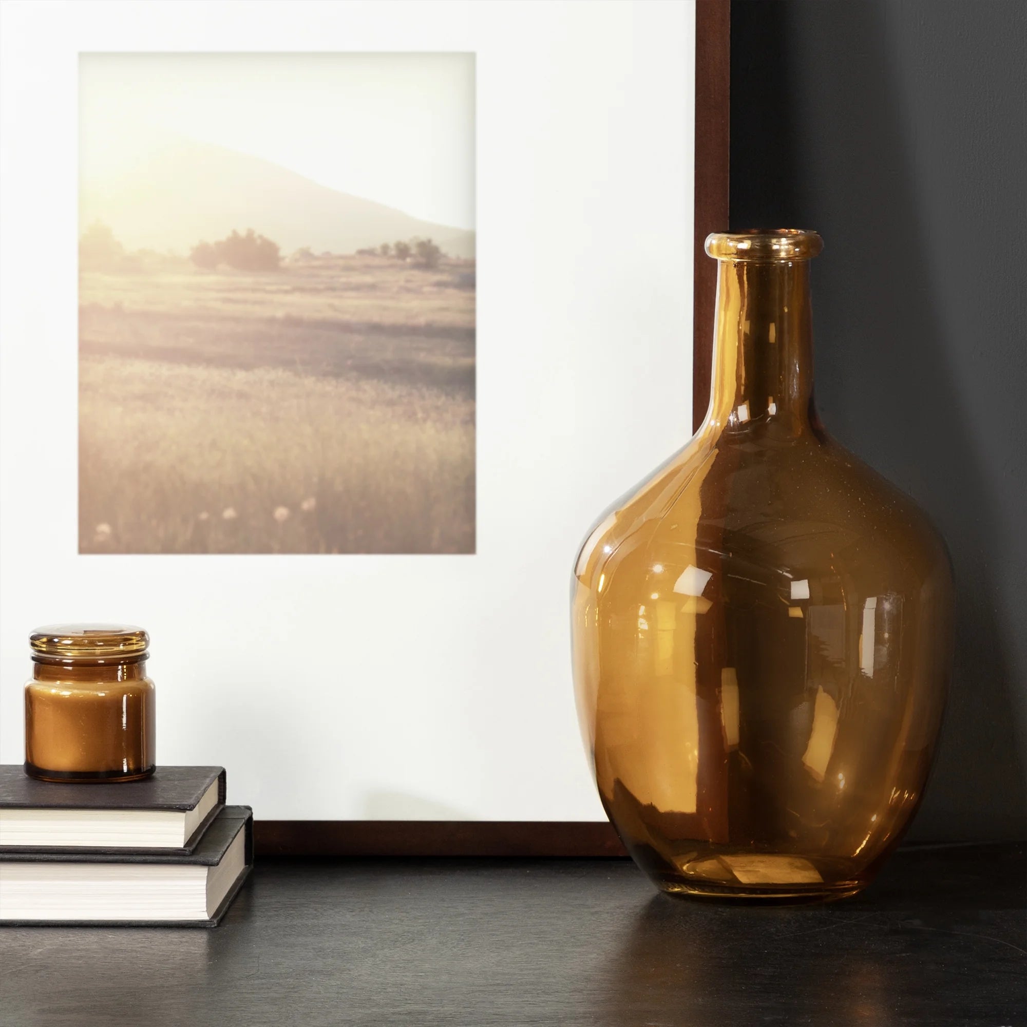 (2 Pack)  12" High Amber Translucent Glass Indoor Tabletop Vase by