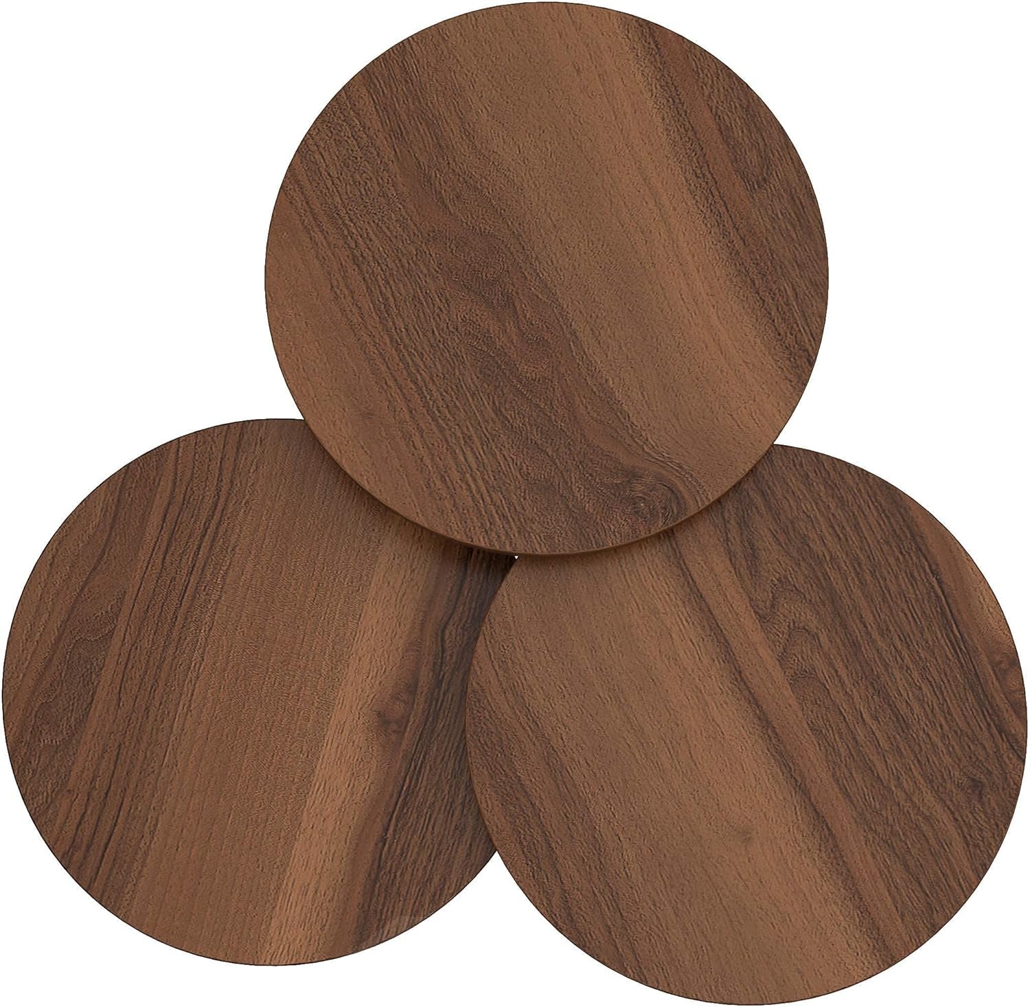 Set of 3 Walnut Nesting End Tables round Wood Stacking Coffee Side Accent Table with Metal Legs for Living Room, Home Office, Nightstands for Bedroom