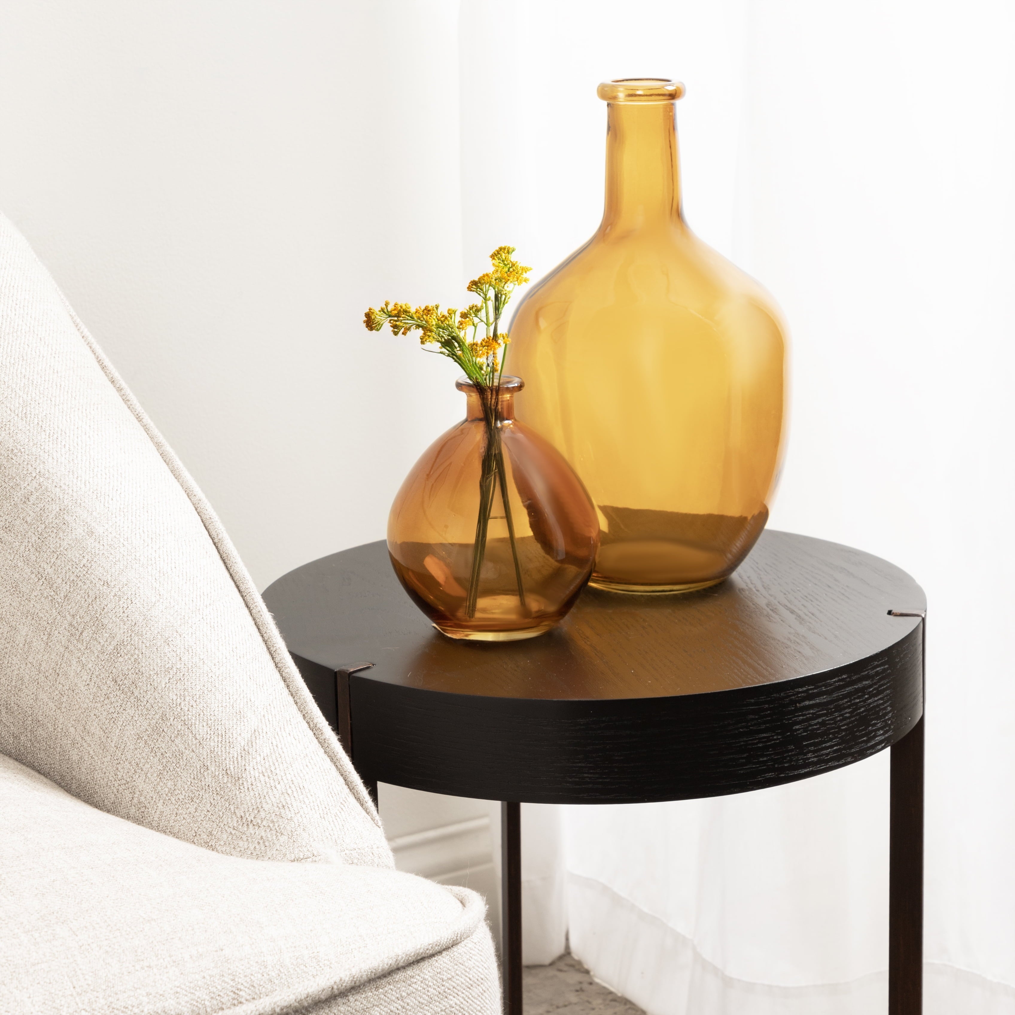 (2 Pack)  12" High Amber Translucent Glass Indoor Tabletop Vase by