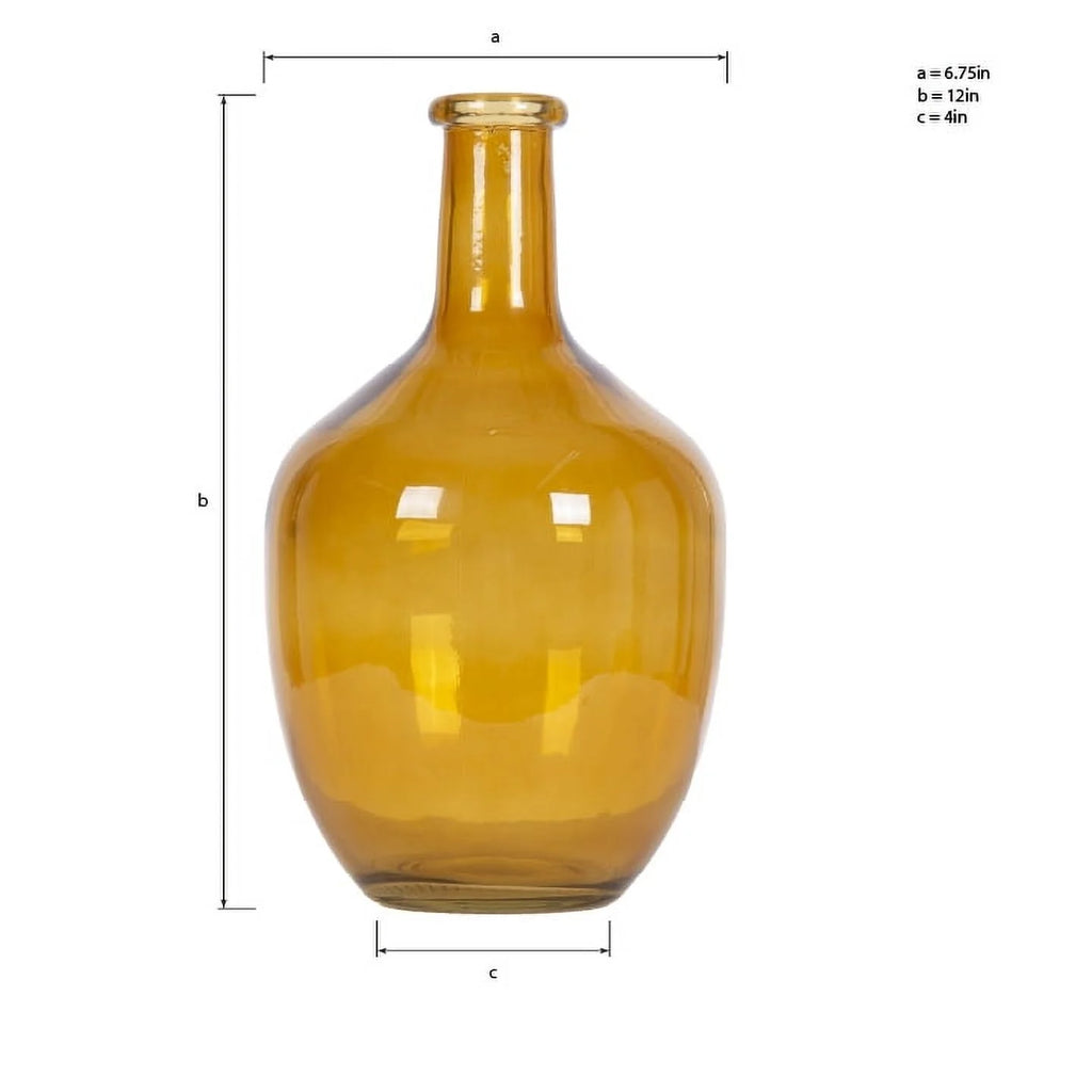 (2 Pack)  12" High Amber Translucent Glass Indoor Tabletop Vase by