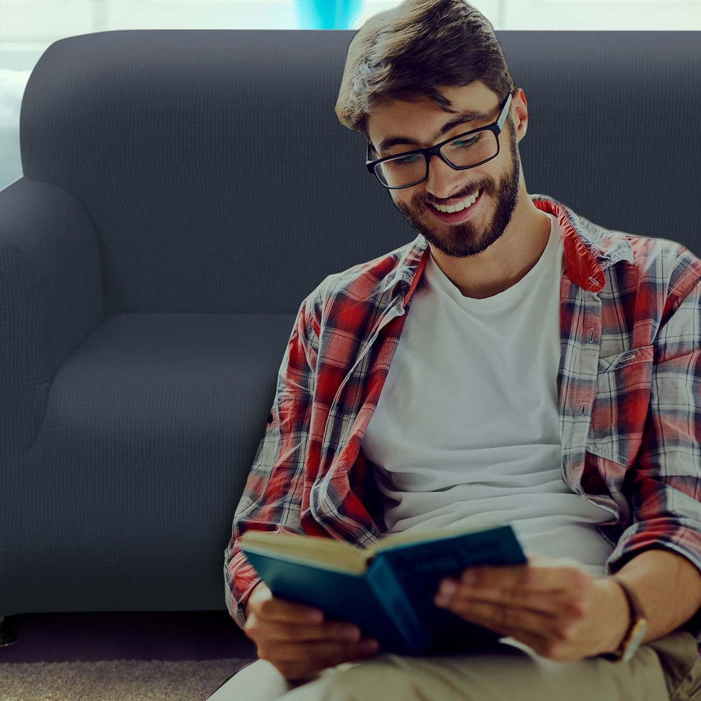 3-Piece Couch Cover Set, Sofa, Loveseat, and Arm Chair Slipcovers, Form Fit Stretch, Wrinkle Free, Furniture Protector, Sofa Covers for Living Room, Polyester Spandex (Blue)