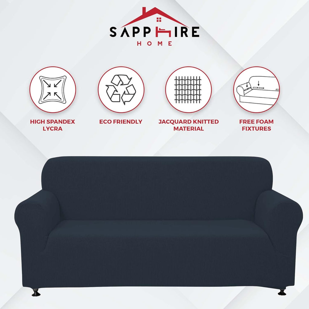 3-Piece Couch Cover Set, Sofa, Loveseat, and Arm Chair Slipcovers, Form Fit Stretch, Wrinkle Free, Furniture Protector, Sofa Covers for Living Room, Polyester Spandex (Blue)