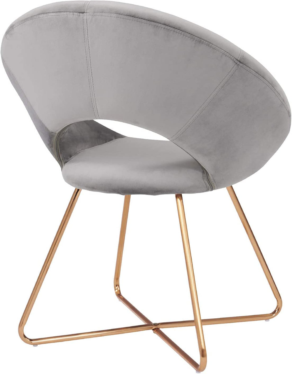 Modern Accent Velvet Chairs Single Sofa Comfy Upholstered Arm Chair Mid-Century Leisure Lounge Chairs with Golden Metal Frame Legs 1 PCS Grey