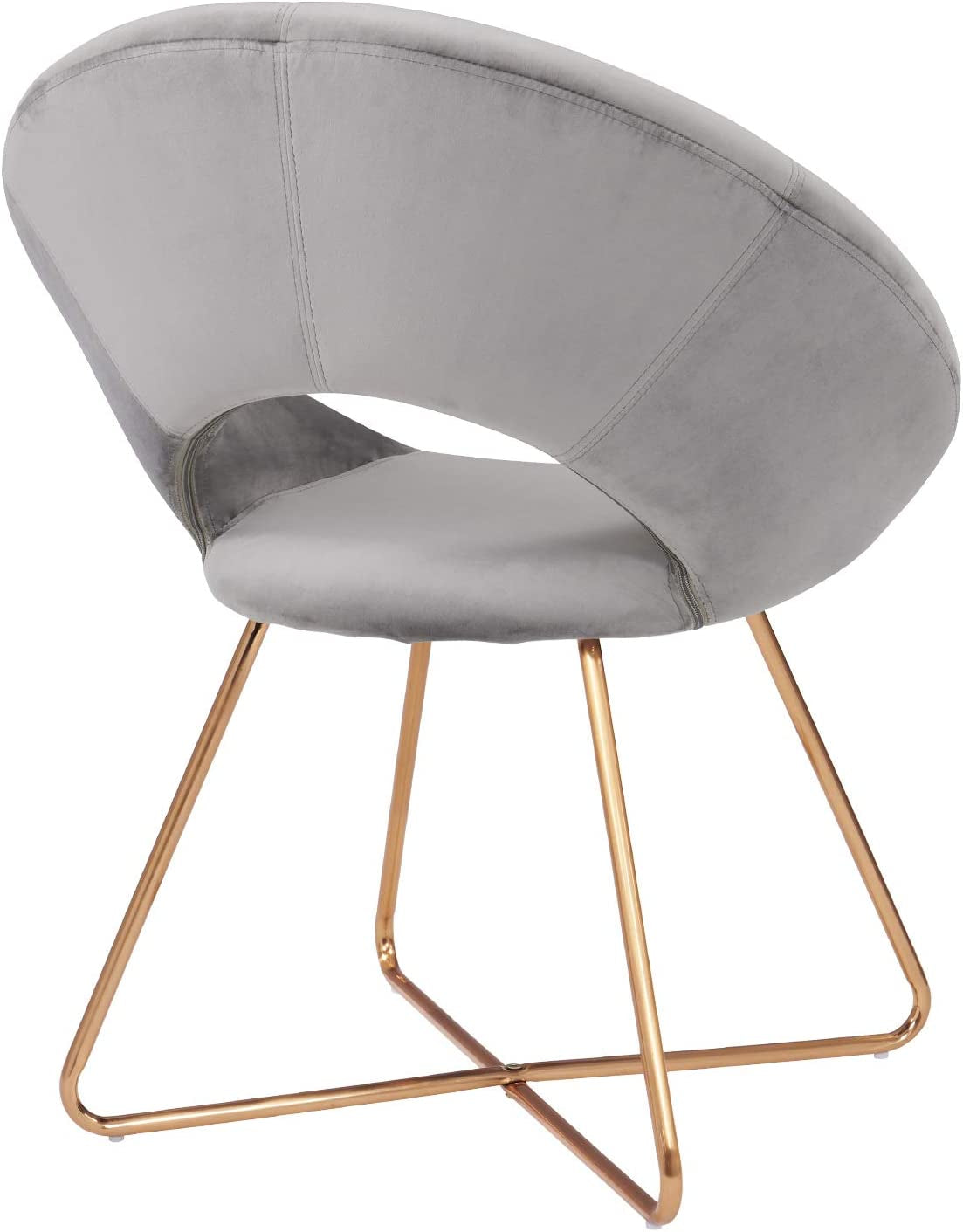 Modern Accent Velvet Chairs Single Sofa Comfy Upholstered Arm Chair Mid-Century Leisure Lounge Chairs with Golden Metal Frame Legs 1 PCS Grey