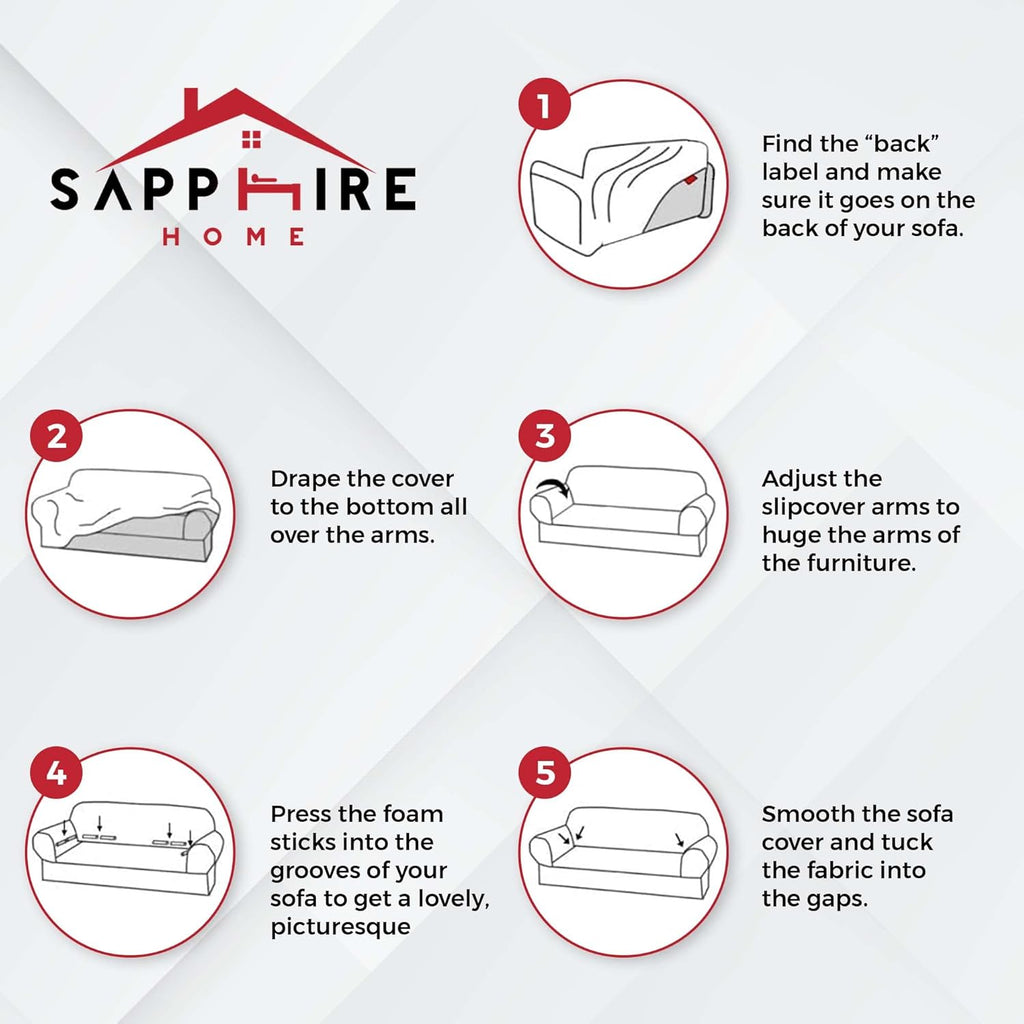 3-Piece Couch Cover Set, Sofa, Loveseat, and Arm Chair Slipcovers, Form Fit Stretch, Wrinkle Free, Furniture Protector, Sofa Covers for Living Room, Polyester Spandex (Blue)