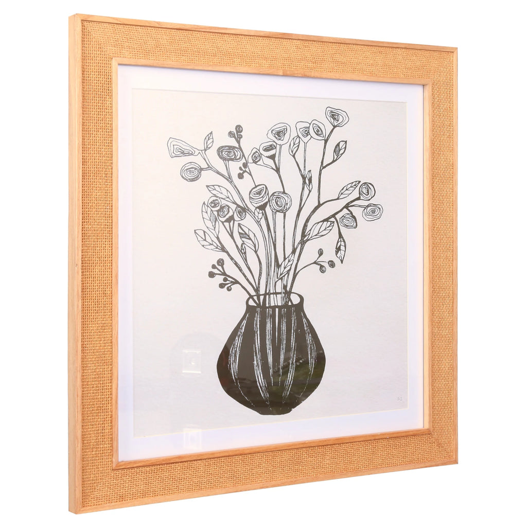 Crystal Art Gallery Rattan Floral Wall Art Natural Boho Home Decor