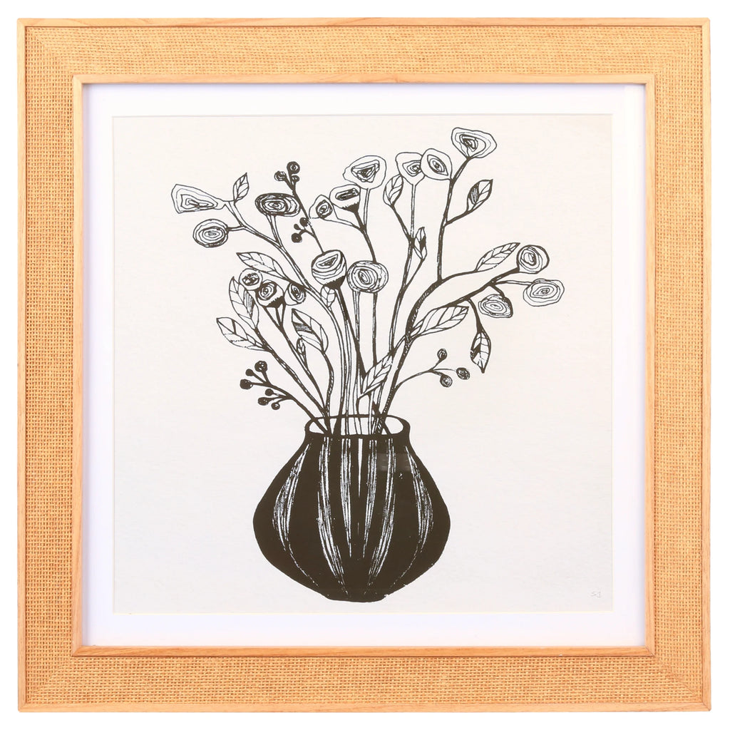 Crystal Art Gallery Rattan Floral Wall Art Natural Boho Home Decor