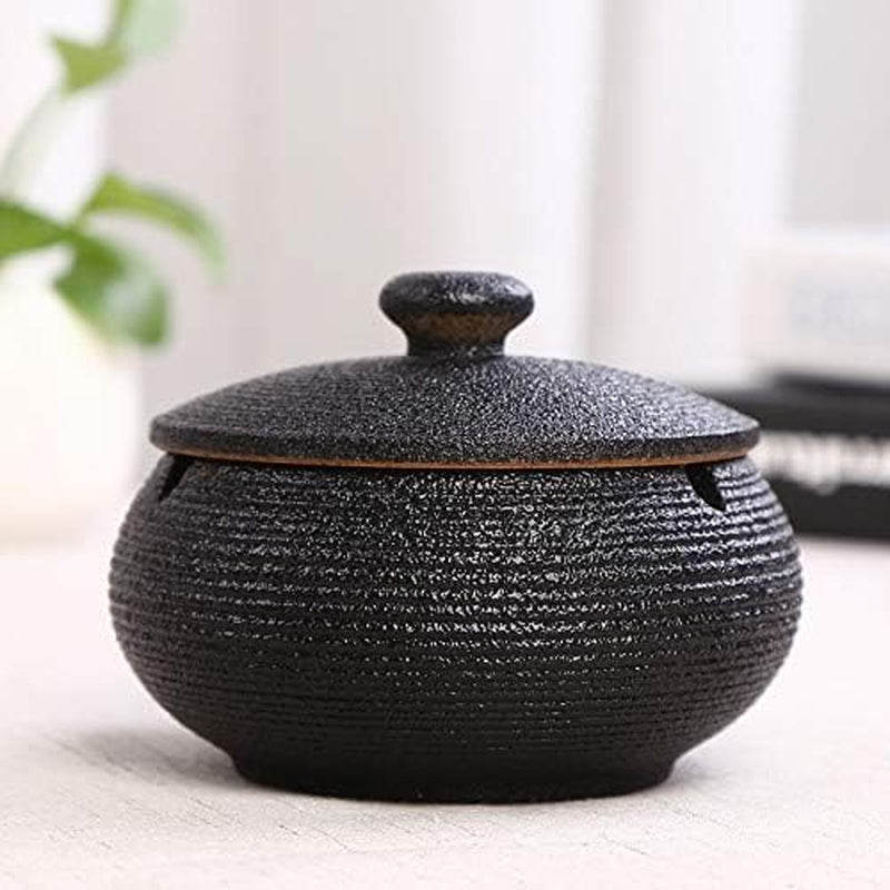 Ceramic Holder Decor Jar Holder Home Jar Decor with Lid for Home Office Decoration Anti-Skid Ceramic Taichi Black