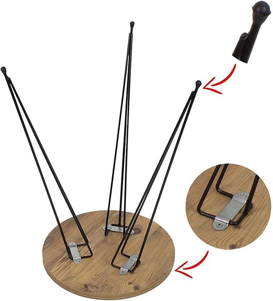 Set of 3 Walnut Nesting End Tables round Wood Stacking Coffee Side Accent Table with Metal Legs for Living Room, Home Office, Nightstands for Bedroom