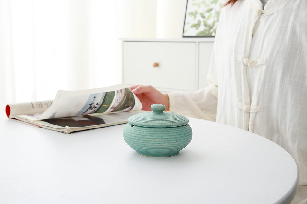 Ceramic Holder Decor Jar Holder Home Jar Decor with Lid for Home Office Decoration Anti-Skid Ceramic Taichi Black