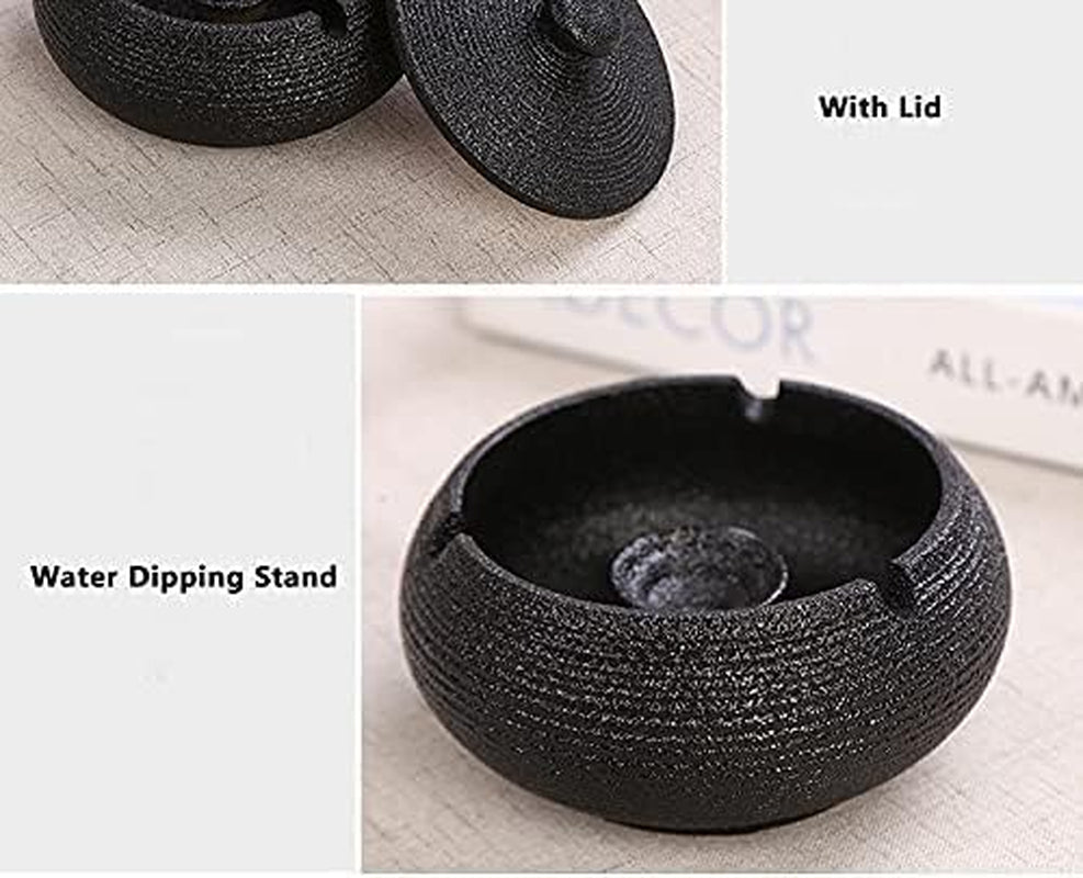 Ceramic Holder Decor Jar Holder Home Jar Decor with Lid for Home Office Decoration Anti-Skid Ceramic Taichi Black